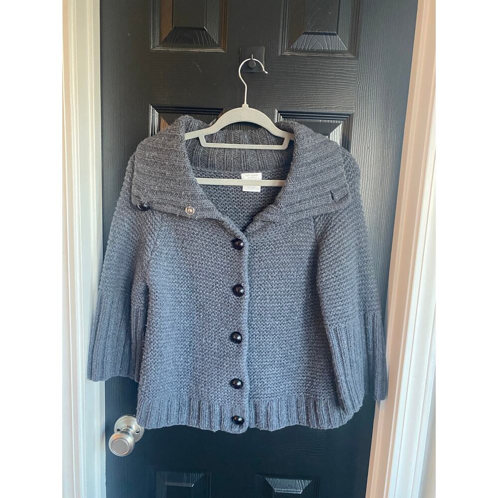 Kate Spade 100% Merino Wool Knit Button-Up Dark Gray Cardigan-Size S